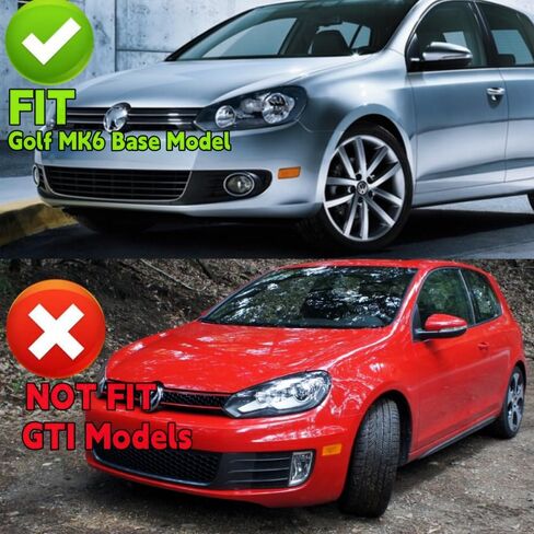 جناح ممتص الصدمات الأمامي مناسب لسيارة Volkswagen VW Golf MK6 2010-2013 (الطراز الأساسي فقط)، طقم جسم الذقن الهوائي 3 قطع باللون الأسود اللامع in Saudi Arabia