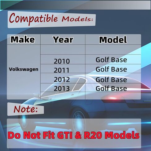 جناح ممتص الصدمات الأمامي مناسب لسيارة Volkswagen VW Golf MK6 2010-2013 (الطراز الأساسي فقط)، طقم جسم الذقن الهوائي 3 قطع باللون الأسود اللامع in Saudi Arabia