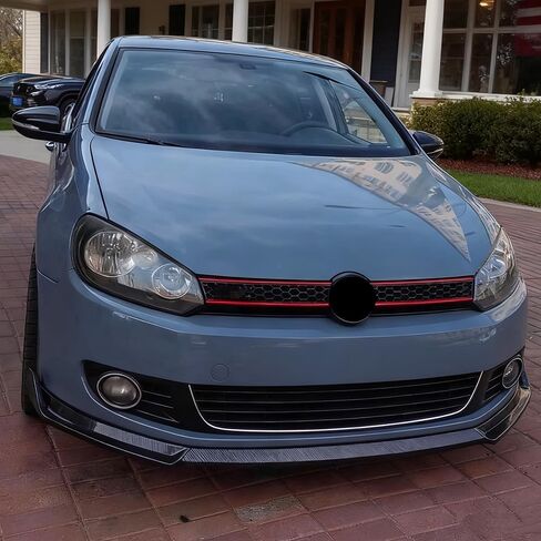 جناح ممتص الصدمات الأمامي مناسب لسيارة Volkswagen VW Golf MK6 2010-2013 (الطراز الأساسي فقط)، طقم جسم الذقن الهوائي 3 قطع باللون الأسود اللامع in Saudi Arabia