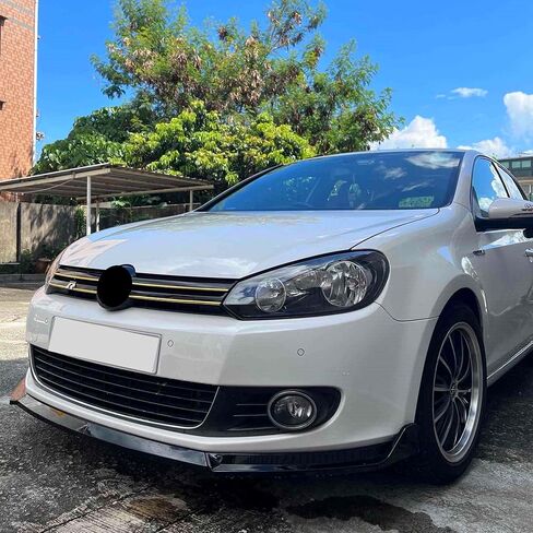 جناح ممتص الصدمات الأمامي مناسب لسيارة Volkswagen VW Golf MK6 2010-2013 (الطراز الأساسي فقط)، طقم جسم الذقن الهوائي 3 قطع باللون الأسود اللامع in Saudi Arabia