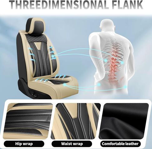 Fit HR-V Car Seat Covers Compatible with Honda HRV 2016-2025 2026 - Full Set Premium Leather, Waterproof & Breathable， All-Weather Seat Cushion Protecto & Airbag Compatible，5-Seats Beige&Black in Kuwait