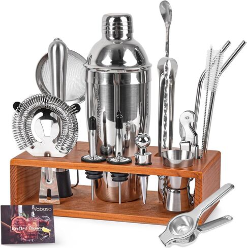 Vabaso Bartender Kit, Cocktail Shaker Set for Mixed Drink Home Bar, 25oz Professional 18/8 Stainless Steel Bar Tool Set with Cocktail Recipes Booklet, Father's Day in Kuwait