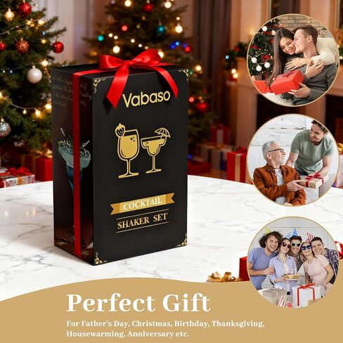 Vabaso Bartender Kit, Cocktail Shaker Set for Mixed Drink Home Bar, 25oz Professional 18/8 Stainless Steel Bar Tool Set with Cocktail Recipes Booklet, Father's Day in Kuwait