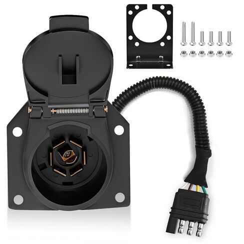 7 طرق RV مقطورة موصل الضوء المقبس 7 الأسلاك تسخير محول مقطورة الكهربائية محول سريع مع تصاعد قوس، 7 دبوس الأسلاك تسخير الجانب السيارة العالمية لRV، شاحنة، مقطورة in Kuwait