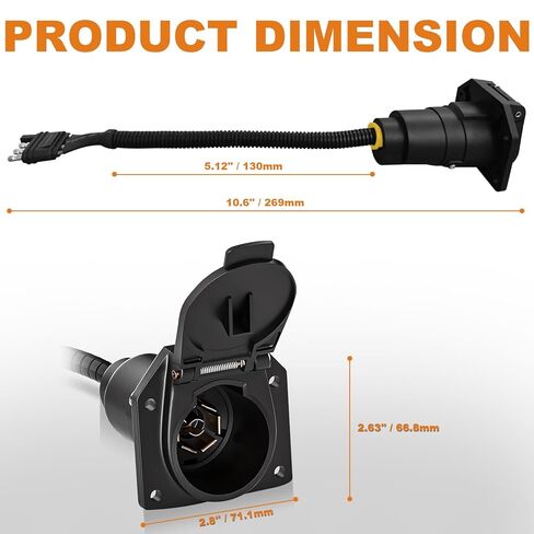 7 طرق RV مقطورة موصل الضوء المقبس 7 الأسلاك تسخير محول مقطورة الكهربائية محول سريع مع تصاعد قوس، 7 دبوس الأسلاك تسخير الجانب السيارة العالمية لRV، شاحنة، مقطورة in Kuwait