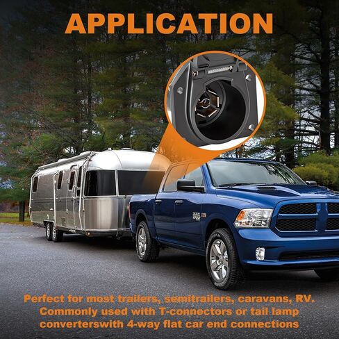 7 طرق RV مقطورة موصل الضوء المقبس 7 الأسلاك تسخير محول مقطورة الكهربائية محول سريع مع تصاعد قوس، 7 دبوس الأسلاك تسخير الجانب السيارة العالمية لRV، شاحنة، مقطورة in Kuwait