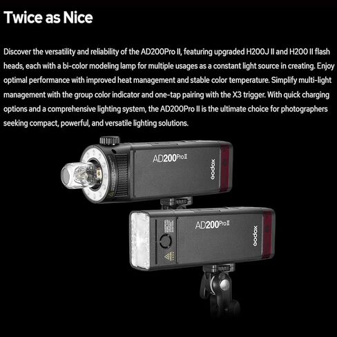 فلاش Godox AD200 Pro Godox AD200Pro لكاميرات Canon، TTL 2.4G HSS 1/8000s، بطارية 2900 مللي أمبير في الساعة ومشغل فلاش XPro-C، 500 ومضة طاقة كاملة، إعادة تدوير 0.01-1.8 ثانية، لمبة عارية/رأس فلاش Speedlite Fresnel in Kuwait