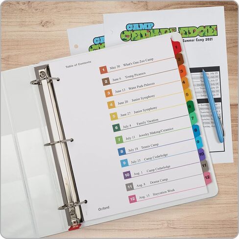 Oxford OneStep Binder Dividers, Dividers for 3 Ring Binder, Monthly Divider Sets, 12 Tabs, Jan-Dec, Customizable Table of Contents, Reversible Multicolor Tabs, 3 Sets (89401) in Saudi Arabia