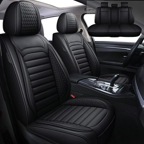 Leather Car Seat Covers for Nissan Pathfinder 2005-2024,Car Seat Covers Full Set,Seat Covers with Safety,Waterproof Seat Cover Compatible Airbag(5pcs Black Standard) in Saudi Arabia