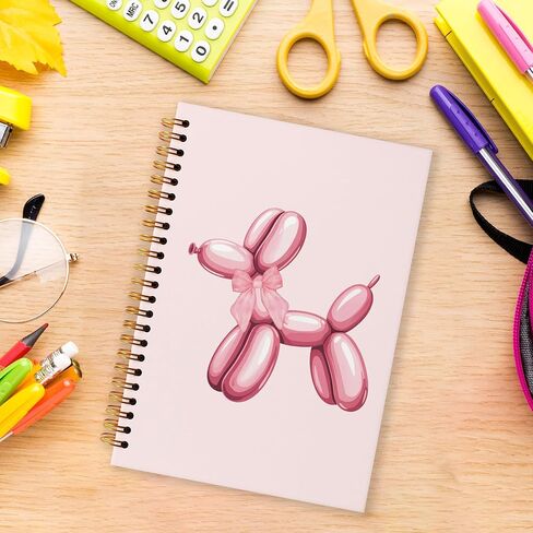 Grace Yonks Cute Balloon Dog Spiral Notebook – A5 Pink Coquette School Supplies, Small Aesthetic Note Book for Girls – 5.8" x 8.3" with 80 Pages Lined Notebook for School, or Gifts(033) in Saudi Arabia