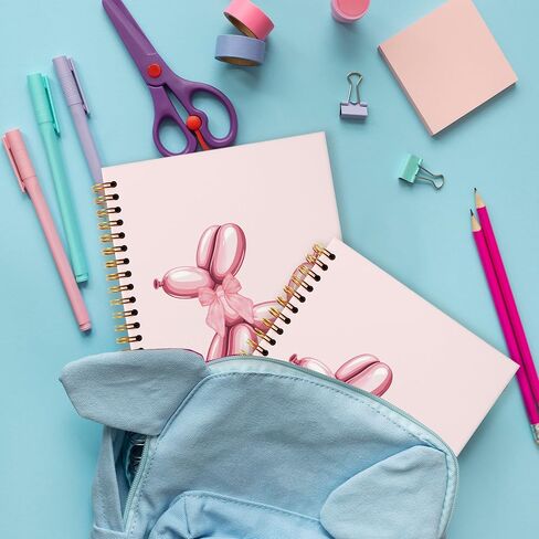 Grace Yonks Cute Balloon Dog Spiral Notebook – A5 Pink Coquette School Supplies, Small Aesthetic Note Book for Girls – 5.8" x 8.3" with 80 Pages Lined Notebook for School, or Gifts(033) in Saudi Arabia
