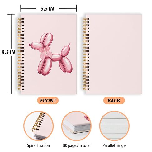 Grace Yonks Cute Balloon Dog Spiral Notebook – A5 Pink Coquette School Supplies, Small Aesthetic Note Book for Girls – 5.8" x 8.3" with 80 Pages Lined Notebook for School, or Gifts(033) in Saudi Arabia