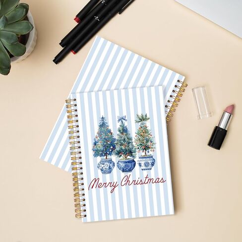 Pink Floral Glitter Christmas Santa Spiral Journal Notebook 5.5x8.3in, Preppy Christmas Notebooks for Note Taking, Stay Merry and Bright Xmas Hardcover Notebook Journal in Saudi Arabia