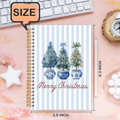 Pink Floral Glitter Christmas Santa Spiral Journal Notebook 5.5x8.3in, Preppy Christmas Notebooks for Note Taking, Stay Merry and Bright Xmas Hardcover Notebook Journal in Saudi Arabia