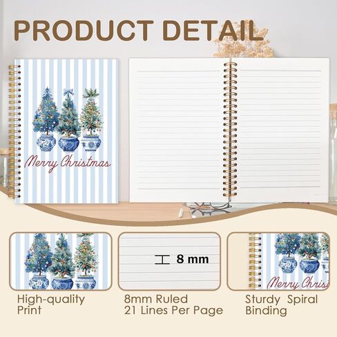 Pink Floral Glitter Christmas Santa Spiral Journal Notebook 5.5x8.3in, Preppy Christmas Notebooks for Note Taking, Stay Merry and Bright Xmas Hardcover Notebook Journal in Saudi Arabia