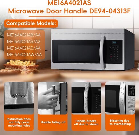 ME17R7021ES ME19R7041FS Microwave Door Handle, DE94-04309A DE94-04309B Handle, Compitable with Samsung ME21R7051SS ME21R7051SG Microwave(See Figure 4 for Specific Models), Contains 2 Screws in Kuwait