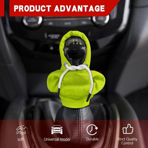 Gear Shift Hoodie, Shifter Hoodie, Funny Car Gear Shift Protector Cover, Automotive Interior Cute Gadgets Fashionable Mini Sweater Shifter Stick Knob Cover Universal for Most Vehicles (Green) in Saudi Arabia