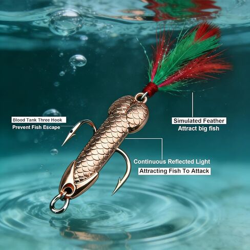 4Pcs Rose Gold Fishing Lures - Metal Luminous Spoon Lures with Sharp Hooks, Funny Gag Gift for Men, Father's Day/White Elephant Gift for Anglers, Suitable for Bass & Trout in Saudi Arabia