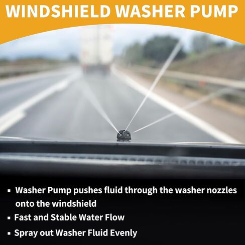 Windshield Washer Pump No.A2028690021 - Car Front Windshield Washer Fluid Pump - for Mercedes-Benz 560SL 1986-1989 Plastic Black with Grommet - 1 Pcs in Saudi Arabia
