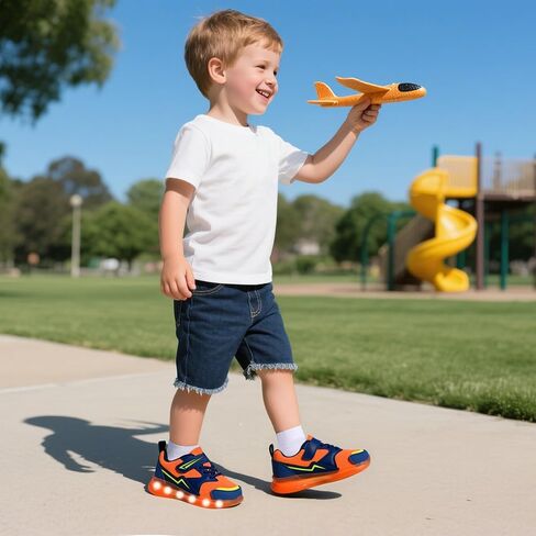 SKYWHEEL Boys Girls Sneakers Light up for Toddler Size 5 to Little Kids Size 2 in Kuwait