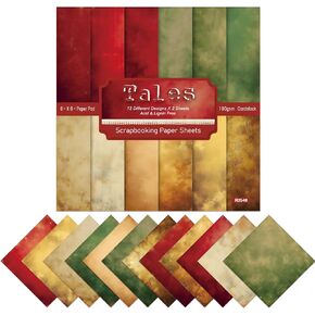 Vintage Plaid Christmas Scrapbook Paper 6x6 Red Green 24 Sheets Single-Sided Xmas Decorative Craft Journaling Paper for Holiday Cardmaking DIY Origami Craft Scrapbooking Supplies (B, 6inch) in Kuwait