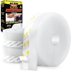 Alien Seal Deluxe Transparent Silicone Seal Strip Set of 64 Feet Anti-Draft Adhesive Flexible Flap to Seal Gaps Around Doors, Showers, Windows, Weather Stripping Insulator Tape As Seen On TV (3 Rolls) in Saudi Arabia