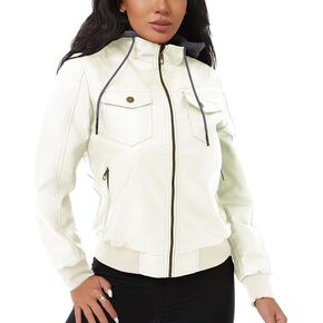 سترة نسائية من الجلد الصناعي مقاومة للماء من GGleaf سترة بومبر للدراجات النارية عتيقة من البولي يوريثان لراكبي الدراجات النارية in Kuwait