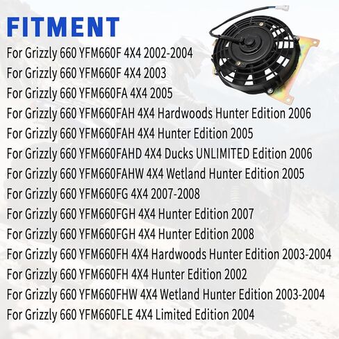 Electric Radiator Cooling Fans Motor for Yamaha Grizzly 660 4X4 YFM660F 2002-2008, Radiator Fan Motor Replaces for 5KM-12405-00-00 in Kuwait