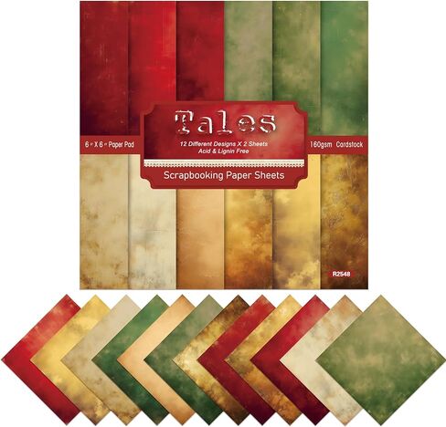 ورق قصاصات عيد الميلاد منقوش عتيق مقاس 6 × 6 أحمر وأخضر 24 ورقة من جانب واحد لعيد الميلاد المزخرف ورق يوميات حرفي للعطلات صناعة البطاقات DIY لوازم سجل القصاصات اليدوية (ب، 6 بوصات) in Kuwait