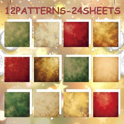 ورق قصاصات عيد الميلاد منقوش عتيق مقاس 6 × 6 أحمر وأخضر 24 ورقة من جانب واحد لعيد الميلاد المزخرف ورق يوميات حرفي للعطلات صناعة البطاقات DIY لوازم سجل القصاصات اليدوية (ب، 6 بوصات) in Kuwait