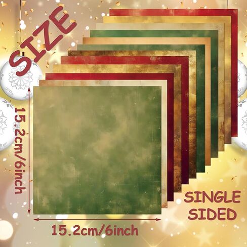 ورق قصاصات عيد الميلاد منقوش عتيق مقاس 6 × 6 أحمر وأخضر 24 ورقة من جانب واحد لعيد الميلاد المزخرف ورق يوميات حرفي للعطلات صناعة البطاقات DIY لوازم سجل القصاصات اليدوية (ب، 6 بوصات) in Kuwait