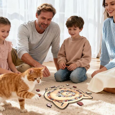 ألغاز خشبية على شكل قطة للبالغين - 145 قطعة من خشب موراندي الملون المضحك من خشب الحيوانات، ألغاز لطيفة لديكور مكتب المنزل، هدايا ألغاز إبداعية لمحبي القطط in Kuwait