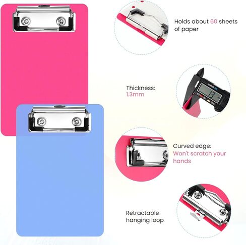 حافظة صغيرة مقاس 4 × 6 بوصة، 2 حزمة من ألواح الحافظة الصغيرة مقاس A6، حافظة بلاستيكية للجيب، دفاتر ملاحظات بحجم مذكرة مع الاحتفاظ بمشابك للمكاتب والمطاعم والإيصالات وقوائم الجيب (أزرق، أحمر وردي) in Kuwait