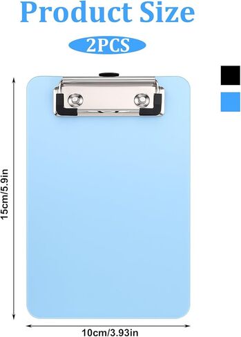 2 Pcs Mini Clipboard, 4" X 6" Small Clipboards, Mini Clip Board Plastic Clipboard for Notepads Offices Restaurants Memo Size Receipt Pocket Lists (Rose Red+Blue) in Saudi Arabia