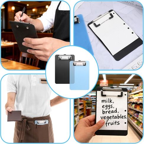 2 Pcs Mini Clipboard, 4" X 6" Small Clipboards, Mini Clip Board Plastic Clipboard for Notepads Offices Restaurants Memo Size Receipt Pocket Lists (Rose Red+Blue) in Saudi Arabia