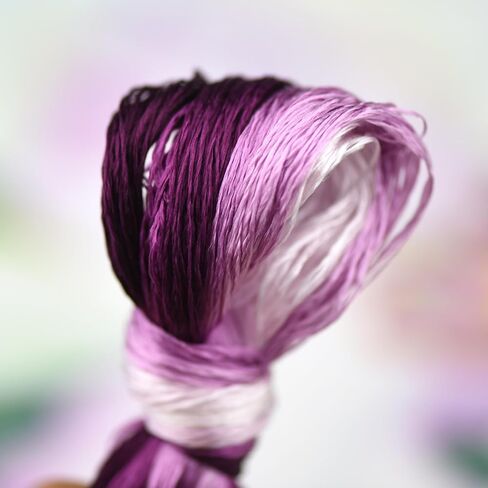 خيط تطريز حرير التوت المصبوغ يدويًا 100%، خيط تطريز، 4 بكرات كل منها 24 ياردة (101-4) in Kuwait