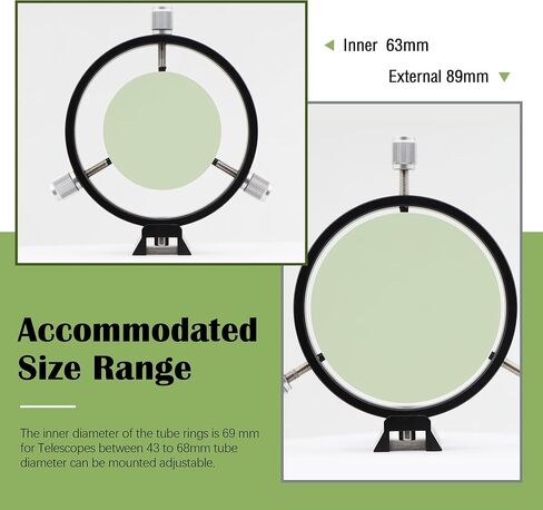 Astromania Adjustable Guide Scope Ring Set with Plate 80 mm Inside Diameter | For Guidescope OTAs 53-79mm Outside Diameter,Teflon Inlays to Protect Telescope,Aluminum Rings Set with Dovetail Mount Plate in Saudi Arabia