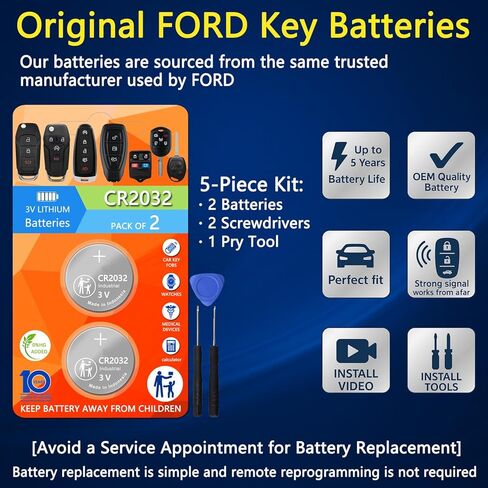 Key Fob Replacement Batteries for Ford (F150 Escape Focus Explorer Fusion Expedition Taurus Fiesta Econoline Flex Edge Transit Mustang Ranger EcoSport) Remote Battery (Pack of 2) (Check Fitment Guide) in Kuwait