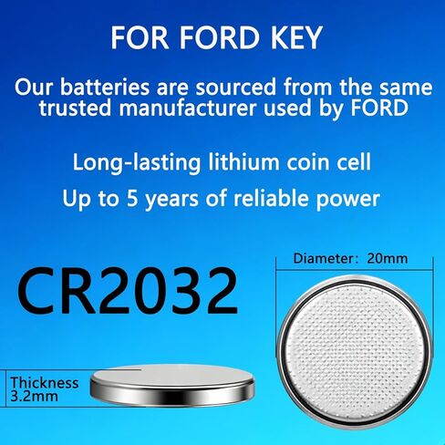 Key Fob Replacement Batteries for Ford (F150 Escape Focus Explorer Fusion Expedition Taurus Fiesta Econoline Flex Edge Transit Mustang Ranger EcoSport) Remote Battery (Pack of 2) (Check Fitment Guide) in Kuwait