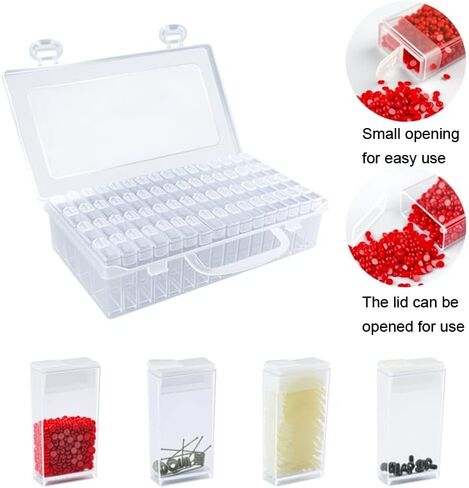 Bead Organizer, 64 Girds, Diamond Art Portable Bead Storage Containers, Diamond Painting Accessories Small Parts Organizer for DIY Craft Making Bracelet Nail in Saudi Arabia