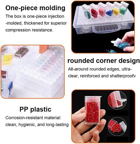 Bead Organizer, 64 Girds, Diamond Art Portable Bead Storage Containers, Diamond Painting Accessories Small Parts Organizer for DIY Craft Making Bracelet Nail in Saudi Arabia