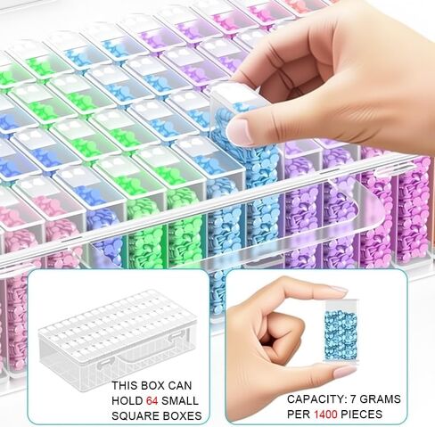 Bead Organizer, 64 Girds, Diamond Art Portable Bead Storage Containers, Diamond Painting Accessories Small Parts Organizer for DIY Craft Making Bracelet Nail in Saudi Arabia