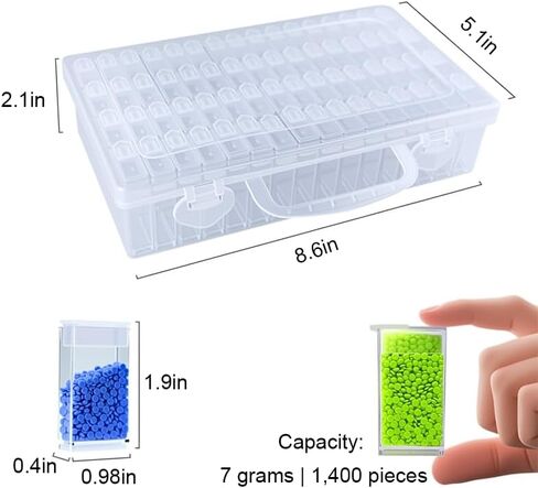 Bead Organizer, 64 Girds, Diamond Art Portable Bead Storage Containers, Diamond Painting Accessories Small Parts Organizer for DIY Craft Making Bracelet Nail in Saudi Arabia