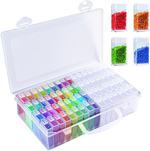 Bead Organizer, 64 Girds, Diamond Art Portable Bead Storage Containers, Diamond Painting Accessories Small Parts Organizer for DIY Craft Making Bracelet Nail in Saudi Arabia