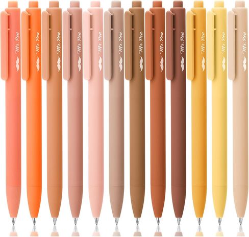 Mr. Pen- Retractable Gel Pens, 12 Pack, Vintage Colors, Fast Dry, Gel Pens Fine Point 0.7mm, Retractable Pens, Cute Pens, Gel Ink Pens, Aesthetic Pens for Journaling, Colorful Pens, Fine Tip Pens in Saudi Arabia