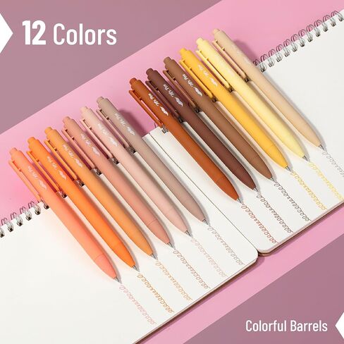 Mr. Pen- Retractable Gel Pens, 12 Pack, Vintage Colors, Fast Dry, Gel Pens Fine Point 0.7mm, Retractable Pens, Cute Pens, Gel Ink Pens, Aesthetic Pens for Journaling, Colorful Pens, Fine Tip Pens in Saudi Arabia