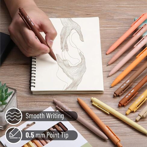 Mr. Pen- Retractable Gel Pens, 12 Pack, Vintage Colors, Fast Dry, Gel Pens Fine Point 0.7mm, Retractable Pens, Cute Pens, Gel Ink Pens, Aesthetic Pens for Journaling, Colorful Pens, Fine Tip Pens in Saudi Arabia