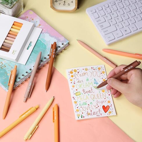 Mr. Pen- Retractable Gel Pens, 12 Pack, Vintage Colors, Fast Dry, Gel Pens Fine Point 0.7mm, Retractable Pens, Cute Pens, Gel Ink Pens, Aesthetic Pens for Journaling, Colorful Pens, Fine Tip Pens in Saudi Arabia
