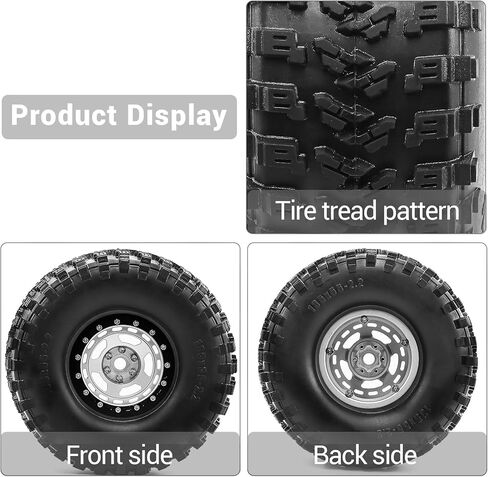 4 قطع 2.2 عجلات وإطارات زاحفة RC من Beadlock (135 ملم) - تناسب 1/10 محوري SCX10/RBX10/Wraith 90048/90018 Traxxas TRX4 (فضي) in Kuwait