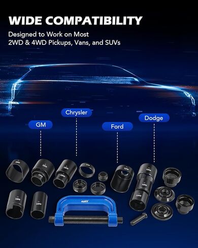 Orion Motor Tech Master Ball Joint Press Kit, 23pc Ball Joint Press & U Joint Removal Kit with Sockets and Universal Adapters, Heavy Duty Ball Joint Tool Set in Saudi Arabia